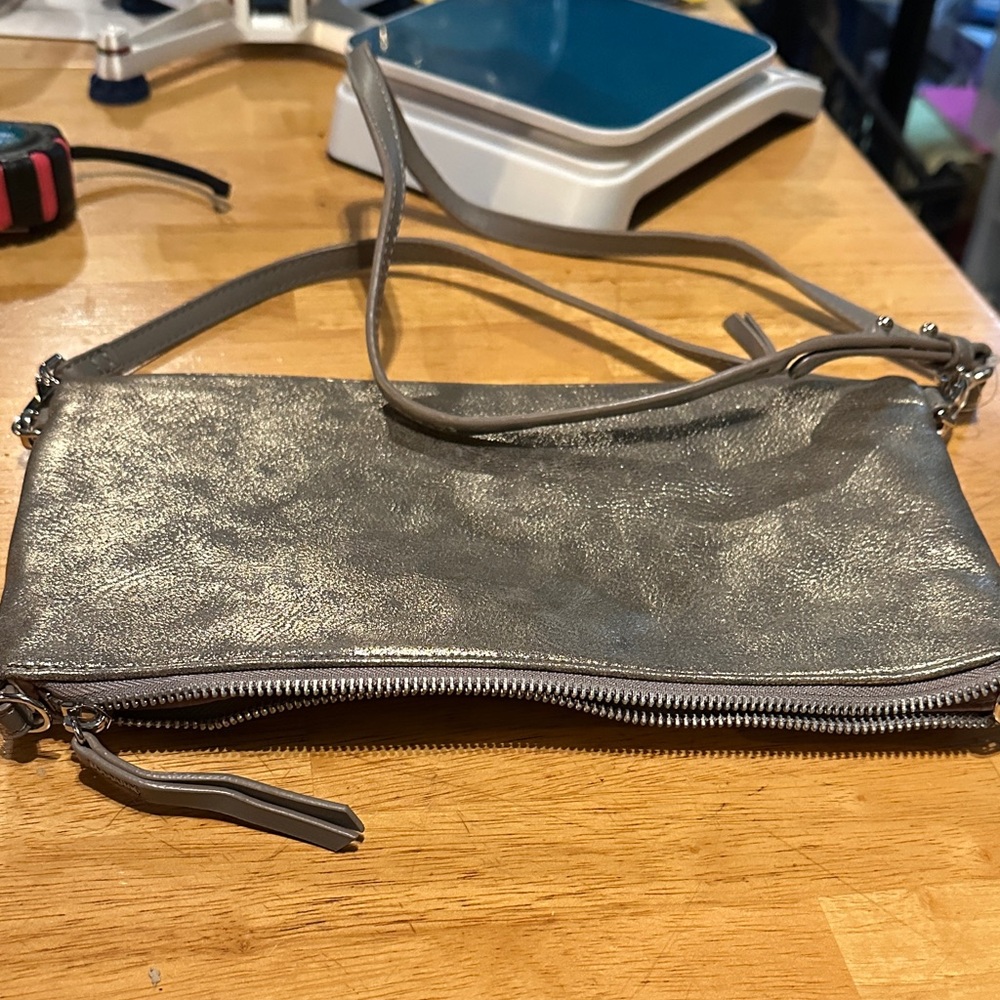 Stella and dot Metallic Silver Crossbody Bag